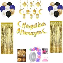 Özbience LED Işıklı Ramazan Süsü Seti, 10'lu 3D Sarkıt, Altın Renkli