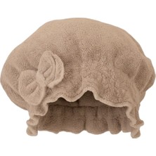 urfakent bilişim ve medya danışmanlık Saç Kurulama Banyo Duş Bonesi – %100 Pamuk , Fiyonklu Kahverengi