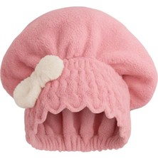 urfakent bilişim ve medya danışmanlık Saç Kurulama Banyo Duş Bonesi – %100 Pamuk , Fiyonklu Pembe