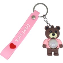 Kyops Figürlü ve Işıklı Silikon Anahtarlık -  Yogi - Pembe (Lisinya)