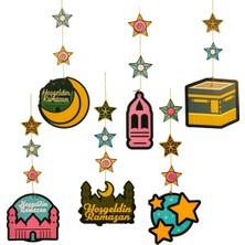 Özbience Renkli Makaron Ramazan Süsleri 6'lı Tavan Sarkıt Dekor Seti