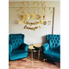 Özbience Ramazan Hoşgeldin Kaligrafi Banner ve 10'lu Asma Tavan Süsü Seti