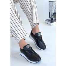 Kyops Fiert Siyah Cilt Bağcıklı Spor Ayakkabı - Lisinya