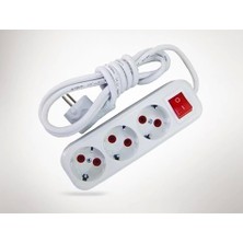 Kyops 2 Metre Kablolu Anahtarlı 3 Lü Topraklı Grup Priz ( Lisinya )