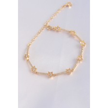 Kyops Vip Seri Pirinç Zirkon Taşlı Gold Renk Halley Model Bileklik - Lisinya