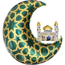 Özbience Hoşgeldin Ramazan Bayramı Yeşil ve Gold Inci Balon, 55 Cm, Islami Motifli