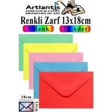 Artlantis Renkli Zarf 13X18 cm 25 Adet 5 Renk Mektup Zarfı Davetiye Zarfı Kartpostal Çekiliş Hediye Zarfı