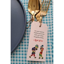 Özbience Ramazan Temalı Çatal Bıçak ve Süsler, 10'lu Paket, Hacıvat ve Karagöz Tasarımlı