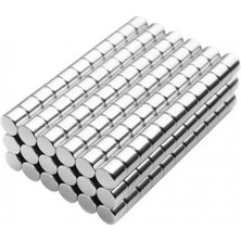 Hatıra Kutusu 100 Adet 4x4 mm Yuvarlak Neodyum Mıknatıs N35 Güçlü Magnet Nikel Kaplama ( Lisinya )