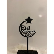 Özbience Siyah Pasta Üstü Ramazan Bayramı Isimlik Yazısı, Eid Mubarak Temalı