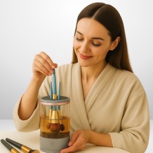 NessiWorld Buffer® USB Şarjlı Makyaj Fırçası Temizleyici Aparat Hızlı Kurutmalı, Çok Yönlü Fırça Temizleyici