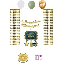 Özbience Renkli LED Işıklı Ramazan Süsleme Seti, 13 Balon ve Sarkıtlı Dekorasyon