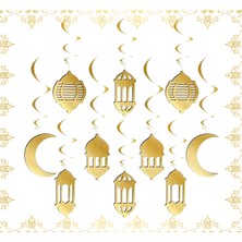 Özbience Metalik Gold Ramazan Ayı 3D Asma Süsleri, Şık ve Parlak Dekorasyon