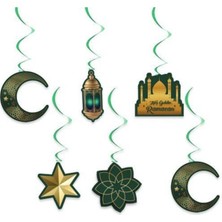 Özbience Ramazan Temalı Yeşil Asma Tavan Süs Seti, 6'lı Paket