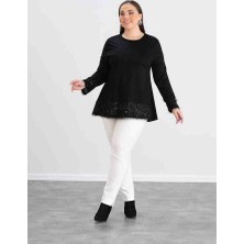 Kadın Etek Ucu Pul Payetli Bluz