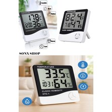 NessiWorld Akıllı Dijital Nem Sıcaklık Ölçer Termometre Masa Saati Fonksiyonel Ev Oda Ortam Dijital Sensörlü