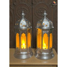 Özbience Şık 2'li Ramazan Feneri Seti, Tealight LED Hediyeli, Modern Dekorasyon