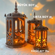 Özbience 3’lü Kahverengi Ramazan Fener Seti, Büyük, Orta, Küçük, Dekoratif, Şık