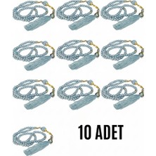 NessiWorld Namaz Tesbihi Vavlı 99'lu Cam Incili Ayet-El Kürsi Dua Kartı Ile Mavi Renk Hediyelik 10 Adet