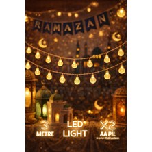 Özbience Kristalize Top LED Işık 3m Hoşgeldin Ramazan Bayramı Dekorasyonu 20 LED