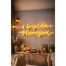 Özbience Ramazan Yazı Gold Kaligrafi Ledli Oda Süsleme, Şık ve Işıltılı Dekor