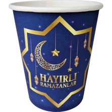 Özbience Hayırlı Ramazanlar, Lacivert Karton Bardak, Bayram Temalı, Islami Tasarım