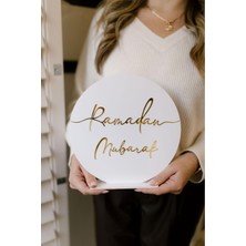 Özbience Beyaz Ahşap ve Gold Pleksi Ramazan Bayramı Masa ve Sofra Süsleri