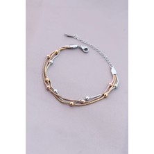 Vice Avm 316L Kararmaz Çelik Gümüş Renk Top Zincirli Kadın Bileklik - TJ-BB4172 TG-V 1905