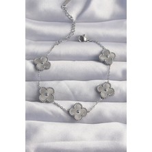 Hatıra Kutusu 316L Çelik Gümüş Renk Motifli Yonca Bileklik - Lisinya