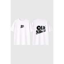 Urbvn Old School Tasarım Baskılı Beyaz Oversize T Shirt