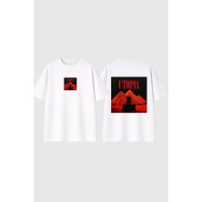 Urbvn Utopia 2 Tasarım Baskılı Beyaz Oversize T Shirt
