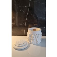 Hatıra Kutusu Kahve Esanslı Taş Tozu Kapaklı Mumluk Doğal Soya Wax  ve Jel Mum