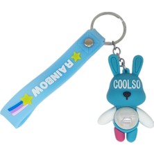 Hatıra Kutusu Figürlü ve Işıklı Silikon Anahtarlık -  Tavşan - Açık Mavi (Lisinya)