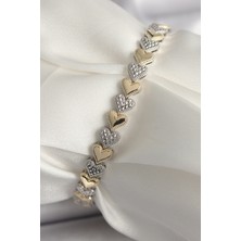 Hatıra Kutusu Pirinç Mix Renk Zirkon Taşlı Kalp Model Vıp Seri Kadın Bileklik - Lisinya