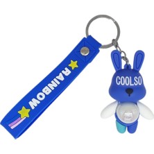 Hatıra Kutusu Figürlü ve Işıklı Silikon Anahtarlık -  Tavşan - Lacivert (Lisinya)