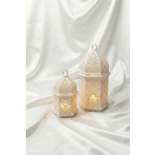 Özbience Şık Beyaz Tealight Fener Seti, Ramazan ve Özel Günler Için