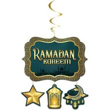 Özbience Ramazan Temalı 4 Parça Karton Tavan Süsü, Kutlama ve Dekorasyon Için