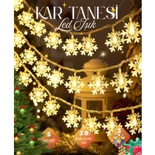 Özbience Kar Tanesi LED Işık 5m 28 LED Yılbaşı Ağaç Süsü Aydınlatma Sarkıt