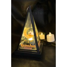 Özbience 17X9 cm Siyah Piramit Fener, Ramazan Bayramı ve Ramadan Kareem Dekorasyonu