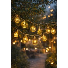 Özbience Ramazan Temalı Dekoratif Mini Fener LED Işık Zinciri, Bahçe ve Ev Süsleme
