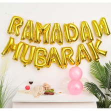 Özbience Altın Renkli Ramazan Bayramı Temalı Folyo Balon, Ramadan Mubarak Yazılı
