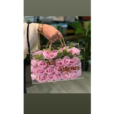 Hediyelik Tasarımlar Çiçek Çanta – Kişiye Özel Isimli Şeffaf Çanta Gül Hediyesi - Sevgililer Günü - Anneler Günü