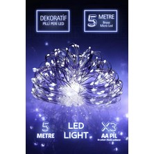 Özbience Beyaz 5 Metre Peri LED Işık Dekoratif Duvar Perde Süsü