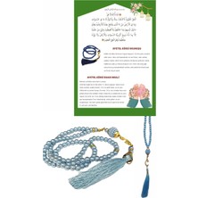 Urfakent Namaz Tesbihi Vavlı 99'lu Cam Incili Ayet-El Kürsi Dua Kartı Ile Mavi Renk Hediyelik