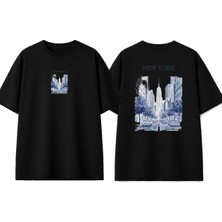 Urbvn Ny Street Tasarım Baskılı Siyah Oversize T-Shirt