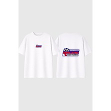 Urbvn Racing History Tasarım Baskılı Beyaz Oversize T Shirt