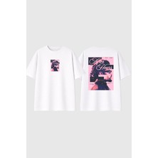 Urbvn Weekend 4 Tasarım Baskılı Beyaz Oversize T Shirt