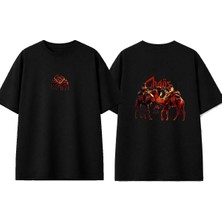 Urbvn Camel 1 Tasarım Baskılı Siyah Oversize T-Shirt