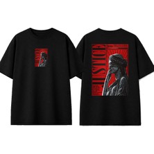 Urbvn Justice Red Tasarım Baskılı Siyah Oversize T-Shirt