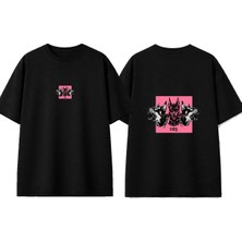 Urbvn Pink Pitbulls Tasarım Baskılı Siyah Oversize T-Shirt